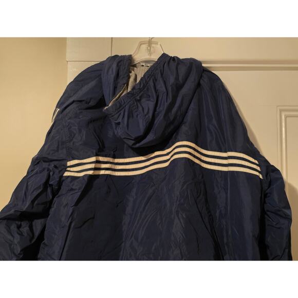 Vintage Adidas Jacket Mens XXL Blue Gray Reversible 90s Logo Full Zip Hooded - Picture 5 of 8